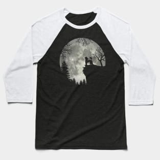 Poodle Dog And Moon Scary Halloween Baseball T-Shirt